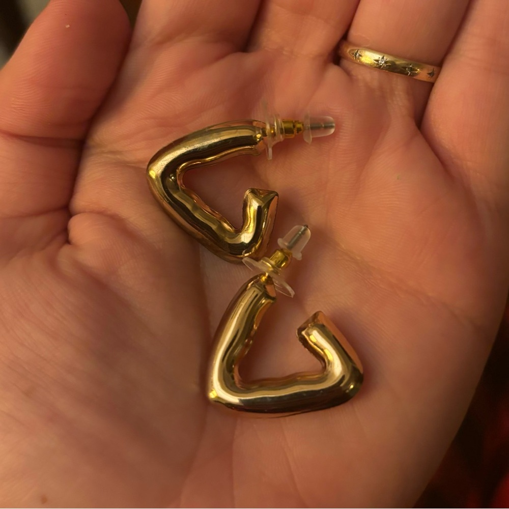 Gold Plated chunky Geometric triangle lightweight post Earrings